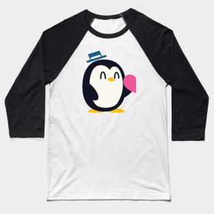 Cute Penguin Boy with Half of Heart Baseball T-Shirt